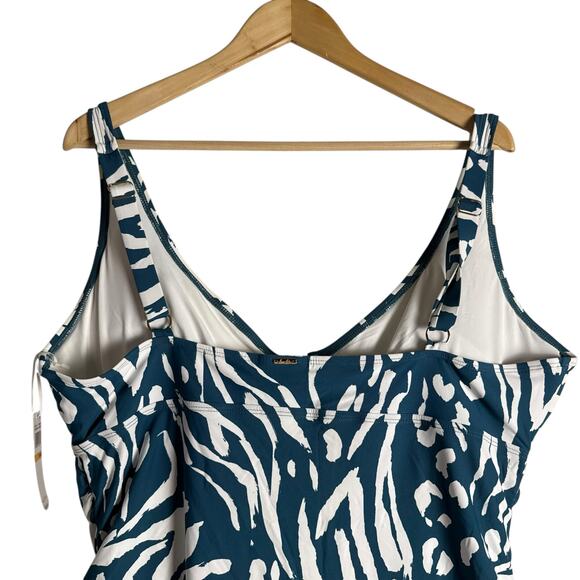 Anne Cole V-Wire Blue Jungle Fever Print One Piece Swimsuit Plus Size 24W - Picture 9 of 11